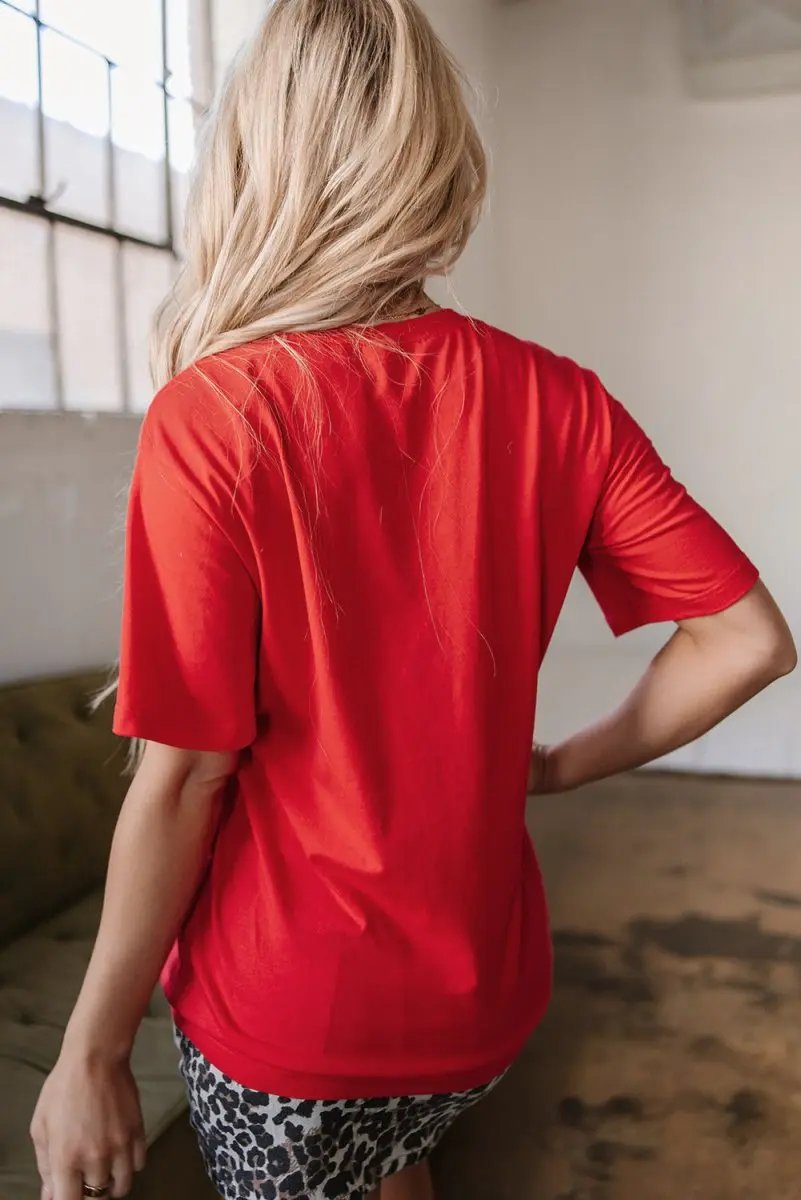 Tomato Red COWBOY Take Me Away Graphic Western Loose Tee - Love Salve